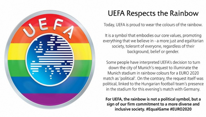 UEFA adds rainbow to its logo after refusing to allow LGBTQ colours at  Germany's stadium