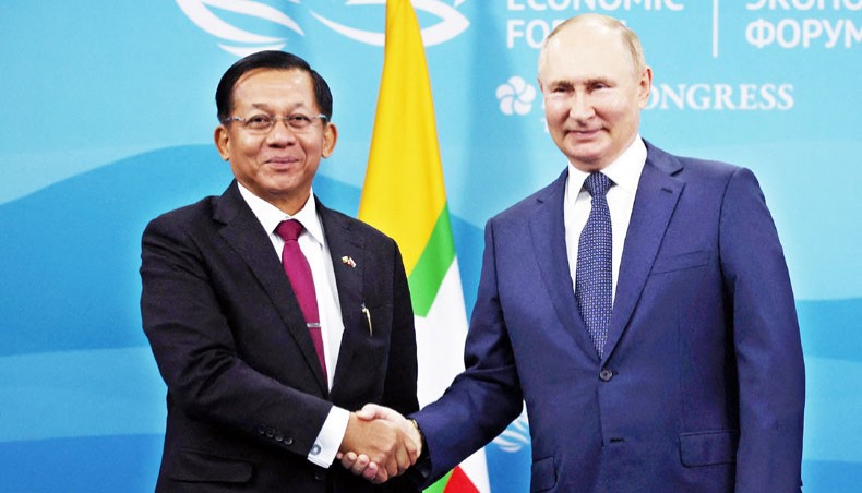 New Age | Putin meets Myanmar junta chief